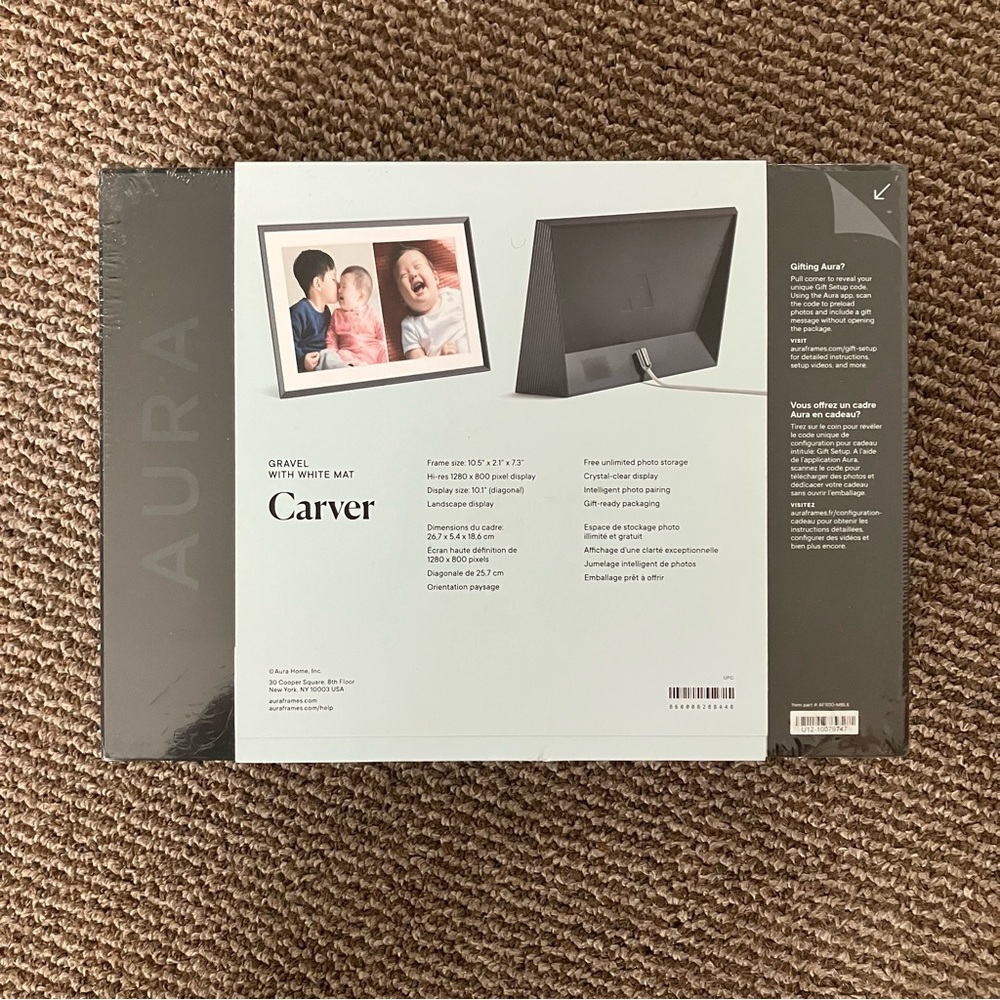 AURA Digital Photos Frame Carver Mat 10" GRAVEL WITH WHITE MAT NEW Sealed Box - Picture 13 of 13